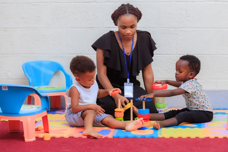 Young learners taking part in an early-years classroom activity