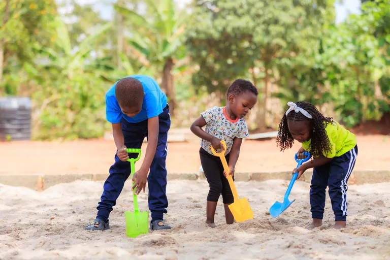 Young learners playing outdoors